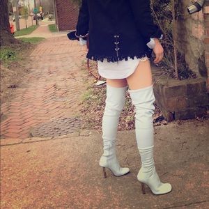 Blue Zara over the knee boots